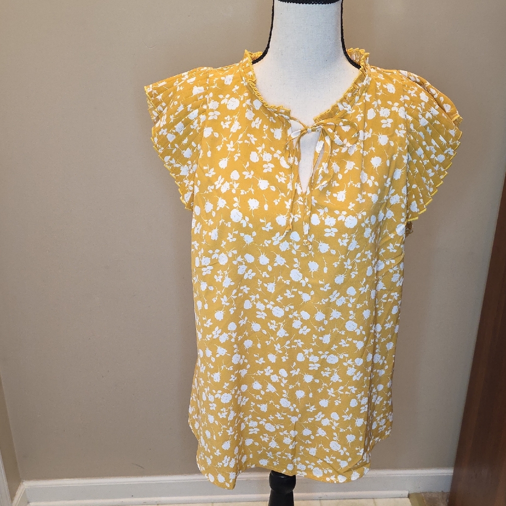 Grace & Lace Mustard Floral Blouse